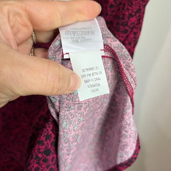 GAP Pink & Black Button Down Floral Puff Sleeve Mini Dress Size M - Picture 6 of 10